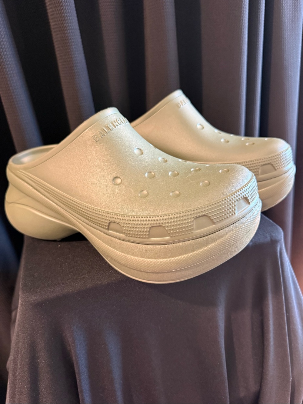 Balenciaga Green Platform Clog Mules